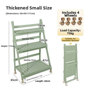 TMCG | Foldable Mobile Solid Wood Step Flower Stand