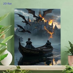 DIY Oil Painting By Numbers Kit Fantastic Castle And Dragon Paint By Numbers Diy Numbers Painting Art On Canvas By Numbers