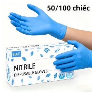 50/100 Chiếc Găng Tay Nitrile Dùng Một Lần Màu Xanh Dùng Cho Vệ Sinh Gia Đình Nhà Bếp Phòng Tắm Tắm Cho Thú Cưng-Kích Cỡ S/M/L/XL