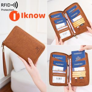 I know RFID-Protected Long Zipper Passport Holder - Multi-functional Travel Document Organizer for Tickets and Cards