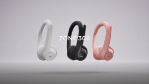 Logitech Zone 300 Wireless Bluetooth Headset With Noise-Canceling Microphone Compatible with Windows Mac Chrome Linux iOS iPadOS Android – Black/Off-White/Rose