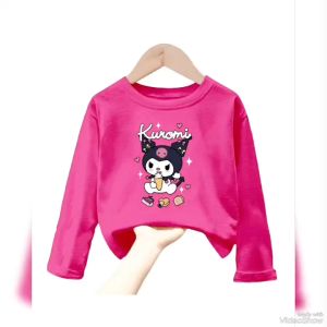 Atasan Kaos Anak Perempuan Lengan Panjang Motif KUROMI Untuk Usia 1-12 Thn