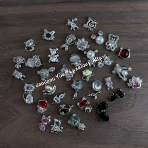 เพชรติดเล็บรูปหมี Kaniu3D สีเงิน 3 ชิ้น ประดับเล็บลายสัตว์น่ารัก อุปกรณ์ตกแต่งเล็บสำหรับมืออาชีพ