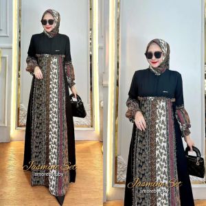 damla id gamis viral 2024 set kerudung dan gamis produk terbaru amore by ruby edisi jasmine set elegan simple kekinian