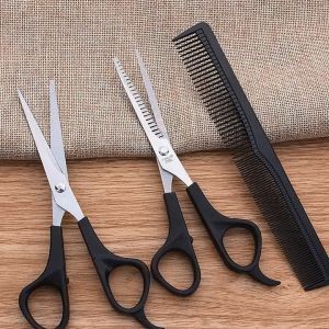 3pcs Gunting Rambut 6 Inch Gunting Kit Alat untuk Memotong Rambut Menipis Sisir Aksesoris Tukang Cukur Gunting Rambut Salon