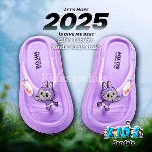 Sandal Anak Terbaru Motif Labubu Wanita Jepit Anak Perempuan Biru/Pink/Ungu - Kaki Fashion