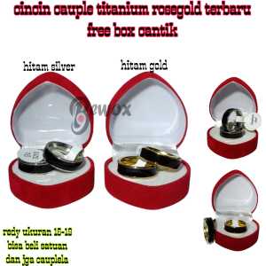 Cincin Couple Pernikahan/Tunangan Dapat 2 pcs dan FREE BOX Cincin Titanium Hitam list putih dan Hitam list kuning {bayar ditempat}