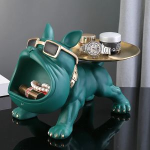 Nhựa Tượng Bulldog Có Khay Chứa Động Vật Thủ Công Nghệ Thuật Điêu Khắc Trang Trí Nhà Tượng Chó - Chủ Đề Bulldog