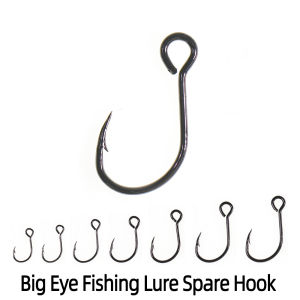 20pc High Carbon Steel Fishing Lure Spare Hook Single Fish Lure Hooks Inline Hook Big Eye Lure Fishing Tackle Size 8 6 4 2 1 1/0