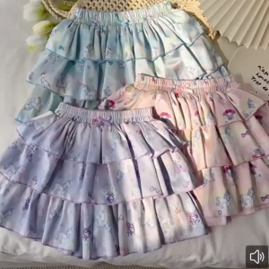 Set Pakaian Kanak-Kanak Perempuan ✨T-shirt Cotton + Skirt Gaya Kek Unicorn✨