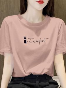 LINGLONGDAI | Round Shoulder Pink Short Sleeve T-Shirt 100% Cotton
