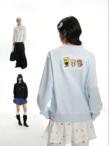 dangerouspeople | Embroidered Printed Crewneck Sweatshirt