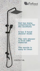 CABANA Stainless Steel 304 2-Ways Exposed Shower Set (BLACK / S/STEEL / GUNMETAL ) CSS7913SS