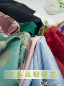 New Chinese Style Satin Fabric Embroidered Silk Feeling Spring Summer Smooth Drapey Simulation Silk Cheongsam Dress Material