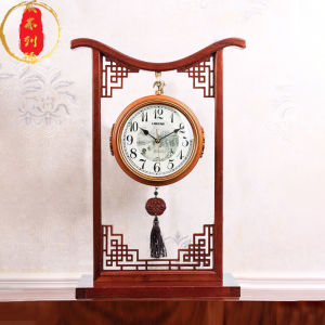 Large Size Double-Sided Wooden Silent Desktop Clock Vintage Chinese Style Home Decorations Waverly Wind Clock