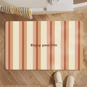 VIKAMA Modern Simple Vertical Stripe Bathroom Mat Non Slip Absorbent Quick Drying Bath Mat for Bathroom Shower Room Toilet