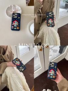 Cartoon dog denim embroidered phone case for iPhone 12 13 14 15 16 Pro Max hard case anti fall  cover for iphone16 casing case