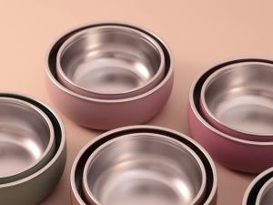 Color Kids 2PCS Stainless Steel Bowl Tableware Set For Baby Feeding Detachable Silicone Food Dish Plate BPA Free Kids Dinnerware