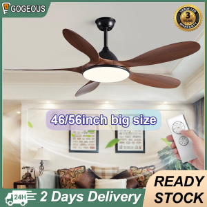 GOGEOUS 46/56inch nordic ceiling fan with light modern design ceiling fan tricolor dimming 6 gear wind ceiling fan with light and remote 5 blades ceiling fan with led light big size heavy duty for living room dinning room bedroom
