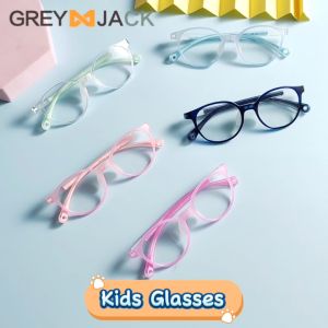 Grey Jack Kacamata Antiradiasi Blueray Anak Laki-laki & Perempuan Model Oval Bahan TR90 Lentur Nyaman Terbaru 2022