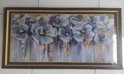 Hiasan dinding cetak gambar dan bingkai 9 bunga indah ukuran 100x50