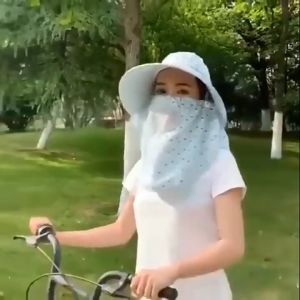 Masterbag - Topi Visor Lipat Wanita Anti UV Lebar / Topi Cadar Penutup Wajah / Topi Pantai Cadar Lebar