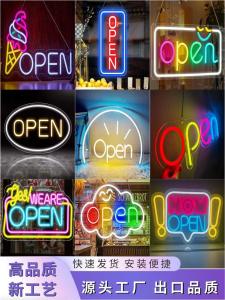 Open Neon Signboard LED Lighting Coffee Shop Milk Tea Shop Business Advertising Board Customizable Modern Acrylic Material