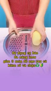 Bộ rổ chậu kèm nạo rau củ quả inox đa năng 3 in1 cao cấp siêu tiện dụng