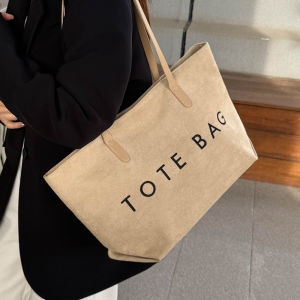Large Capacity Commuter Tote Bag Womens Fashionable Autumn Winter Handbag Single Shoulder Work Bag Korean Style Soft PU Leather