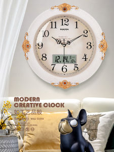 European Style Quartz Wall Clocks Living Room Bedroom Decorative Hanging Clocks round Shape Plastic Shell Battery Powered