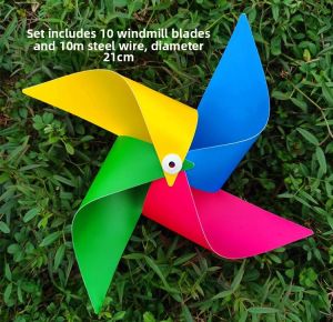 Colorful Windmill Outdoor Decorations Plastic Rainproof Kindergarten School Hanging Ornaments Tourist Area National Day Toys
