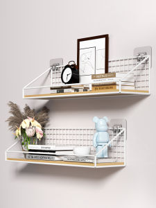Wall-Mounted Storage Rack No-Drilling Upper-Bed Dormitory Bedroom Iron Material Storage Organizer for Miscellaneous Items