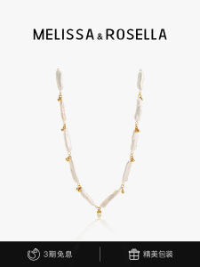 สร้อยคอไข่มุกธรรมชาติ Melisa&Rosella โซ่เสื้อกันหนาวแบบยาว โซ่ไข่มุกบาร็อคแบบไม่สมมาตร โซ่ไข่มุกแบบเรียบง่าย สร้อยคอแบบเรียบง่าย