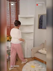 ชั้นวางของไม้ 4ชั้น ชั้นวางเข้ามุม ชั้นวางเข้ามุมสามเหลี่ยม วางหนังสือวางวางของแบบเข้ามุม