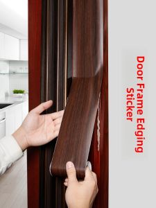 Renovated Door Frame Stickers Wood Grain Self Adhesive Thickened Door Edge Decorative Strip Moisture Proof Oil Proof Antibacterial Waterproof PVC Wall Decals