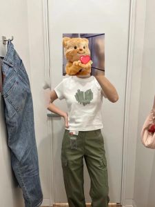 Áo Thun Cotton Tay Ngắn Ôm Vừa Vặn Mùa Hè Thường Ngày Cổ Tròn in Họa Tiết Thường Ngày Dành Cho Nữ