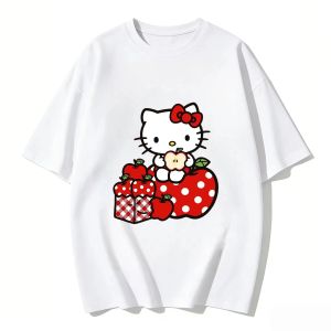 Bandai | 2026 Summer Hello Kitty Cartoon Printed Short Sleeve Pure Comfortable and loose summer childrens family wear