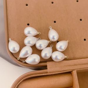 10Pcs Freshwater Pearl‑Style ABS Beads with Gold Hooks Jewelry Making Craft Supplies