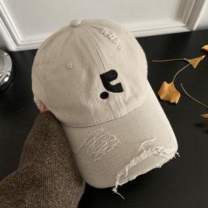 Vintage Distressed Red Embroidery Baseball Cap for Women Wide Brim Hat Face Slimming Casual Style Suitable for Spring Autumn Winter
