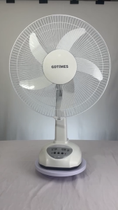 พัดลมชาร์จไฟโซลาร์เซลล์ 16 นิ้ว พร้อมหลอดไฟ GDTIMES รุ่น GD-8016