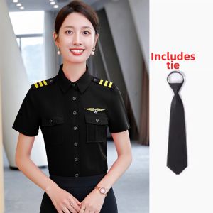 Professional Female Uniform Short Sleeve Blouse Suit