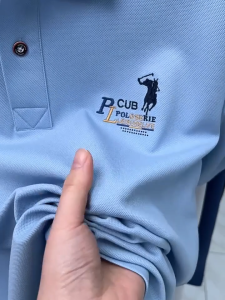 Polo Shirt Pria Fashionable kaos kerah pria premium  bordir baju kaos polo kemeja biru muda pria baju kaos pria