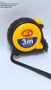 Meteran ATS 3M x 19mm / Pita Pengukur Dapat Mengunci Otomatis ATS Meterang Tukang Bangunan Panjang 5 METER Genggaman Karet Ergonomis