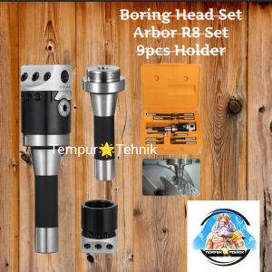 Boring Head 50mm Set Arbor R8 dan 9pcs Holder Pahat Mata Widia cocok utk mesin milling nantong SM3