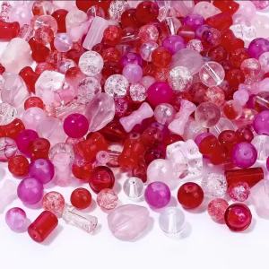 50g Assorted Glass Beads Cracked Spacer Beads Set Craft Beading Bulk for Jewelry Making DIY Craft Bracelets Necklace Key Chains