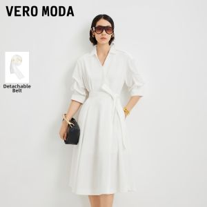 Vero Moda | Fall New Arrival With Belt Lined Puff Sleeve Dress Women