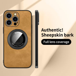 Luxury Magsafe Wireless Charging Leather Case For iPhone 11 12 13 14 15 Pro Max Bumper Cover Ultra-thin Shockproof For Magsafe Wireless Charging Case For iPhone 15 11 13 12 14 Pro Max Phone Cases Lens Protector Matte Cover With Matel Ring Holder Stand