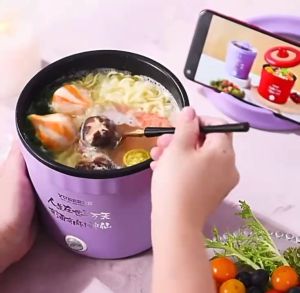 Panci Elektrik 1L Anti Lengket Hemat Listrik 450W Electric Pan Cooking Panci Listrik Serbaguna