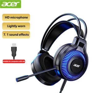 Acer | Acer Gaming Headphones with Mic 7.1 Stereo Virtual Surround LED Light Bass Earphone Headsets Gamer for Computer PC Gamer OHW303