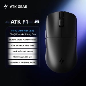 ATK | Chuột Chơi Game Không Dây ATK Fierce Sky F1 V2 V3 Trọng Lượng Nhẹ 36g Thiết Kế Công Thái Học Phù Hợp Với Bàn Tay Nhỏ Đến Trung Bình Kết Nối Ba Chế Độ 2.4Ghz Dùng Cho Esports Và Văn Phòng.